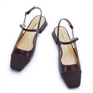 C.Paravano Square-Toe Slingback Flats Size 9.5